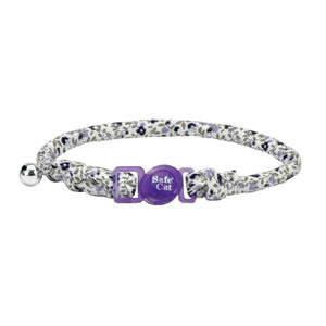 Safe Cat Round Fashion Cat Collar, Purple Floral, 3/8-in x 8-12-in