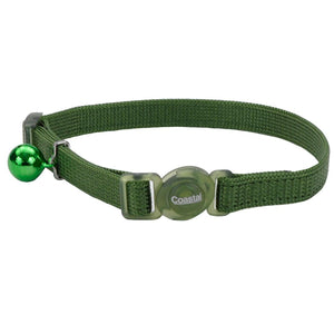 Safe Cat Adjustable Snag-Proof Breakaway Cat Collar, Palm Green, 3/8-in x 8-12-in