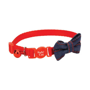 Safe Cat Embellished Fashion Cat Collar, Red, 3/8-in x 8-12-in