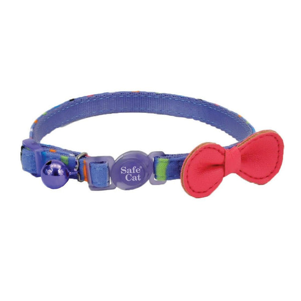 Safe Cat Embellished Fashion Cat Collar, Stripe Blue, 3/8-in x 8-12-in