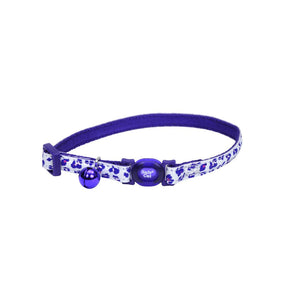Safe Cat Collier ajustable à dégagement rapide phosphorescent, Léopard violet phosphorescent, 3/8-po x 8-12-po