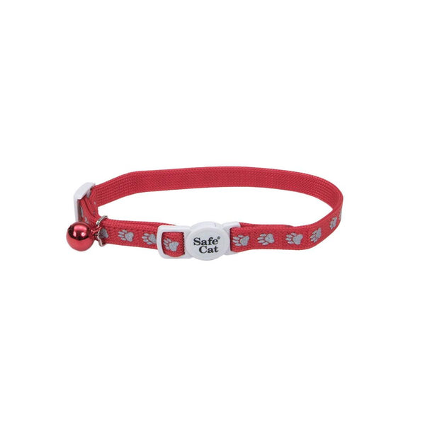 Safe Cat Collier réfléchissant ajustable anti-accrochage à dégagement rapide, Pattes rouges, 3/8-po x 8-12-po