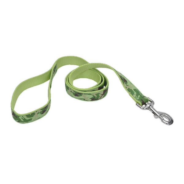 Ribbon Nylon Dog Leash, Lime Camouflage
