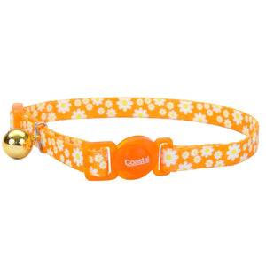 Safe Cat Fashion Adjustable Breakaway Cat Collar, Daisy Yellow, 3/8-in x 8-12-in