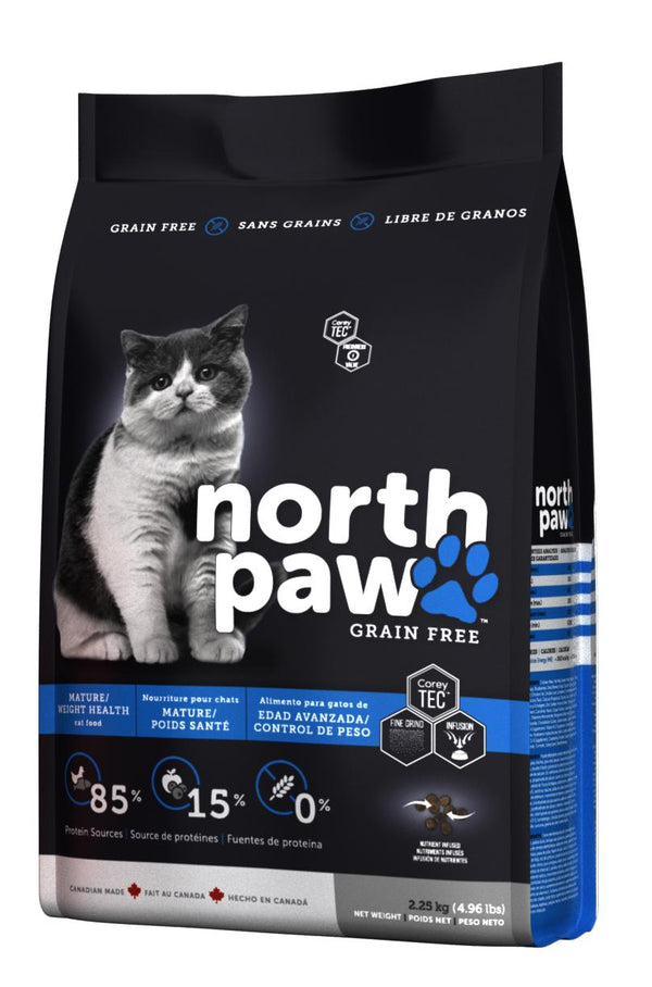 Nourriture sèche pour chats North Paw Mature/Weight Health sans grains