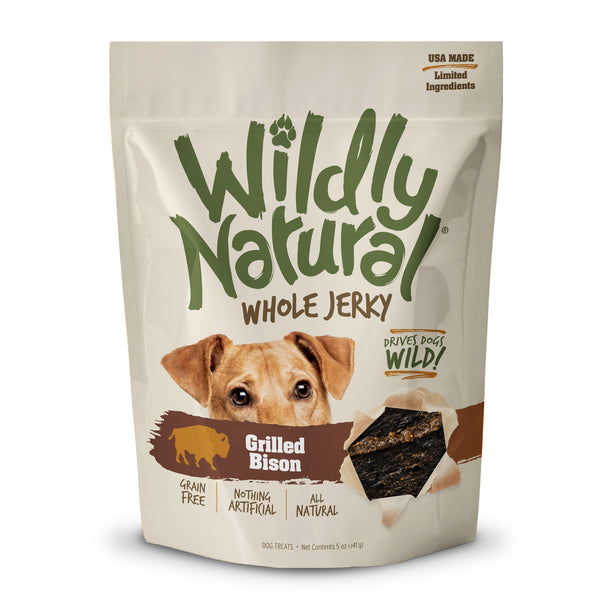 Wildly Natural Whole Jerky Grilled Bison Dog Treats, 5-oz