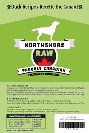 Northshore RAW Duck Patties Frozen Dog Food