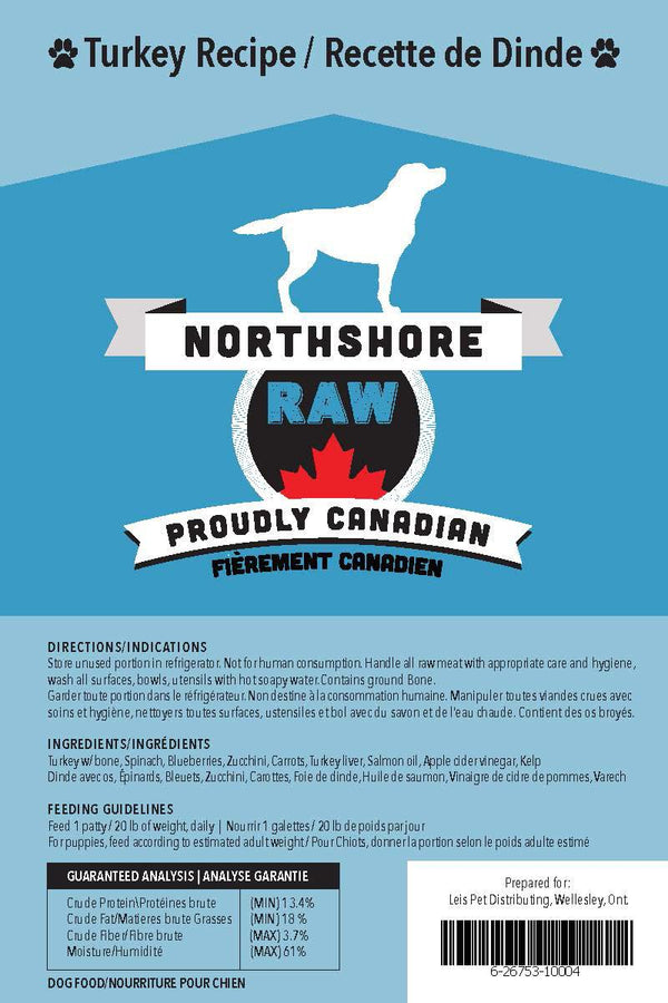 Northshore RAW Turkey Patties Frozen Dog Food