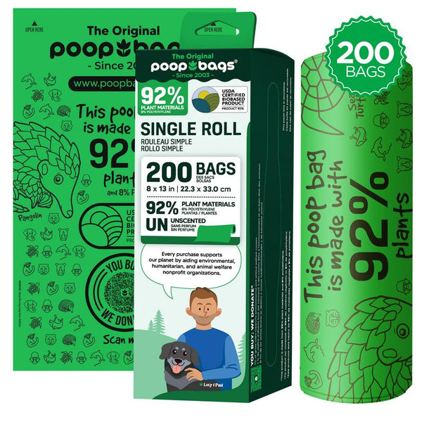 The Original Poop Bags You Buy; We Donate 92% Plant Materials Dog Poop Bags