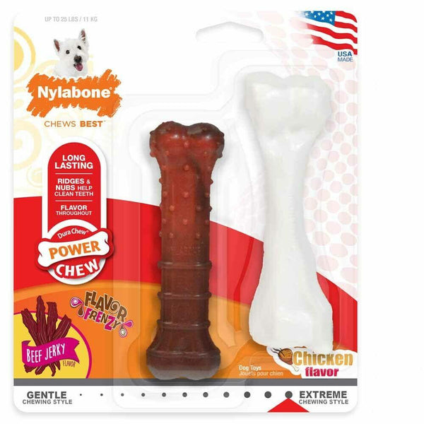 Nylabone Durachew Twin Pack Beef Jerky & Chicken Dog Toy, 2-pk