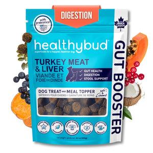 Healthybud Complément intestinal pour chiens à la dinde, foie & viande, friandises et garniture alimentaire