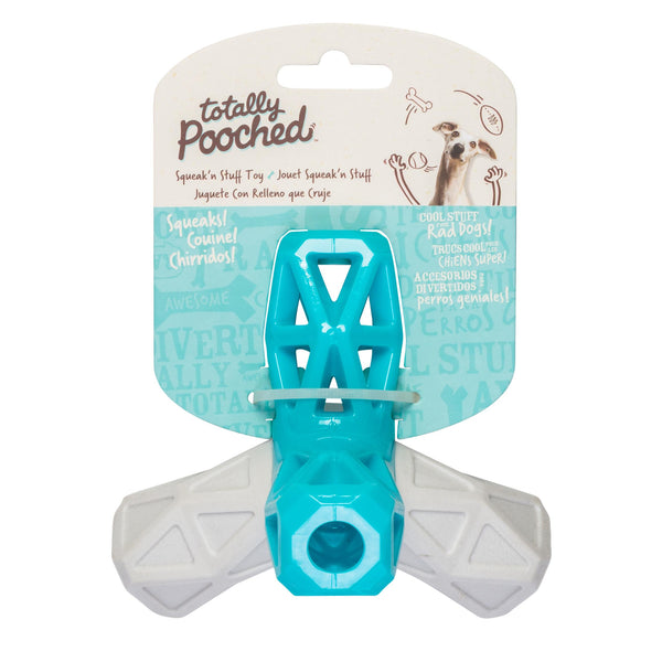 Messy Mutts "Totally Pooched, Squeak N' Stuff" Jouet En Caoutchouc Pour Chien, Gris & Bleu