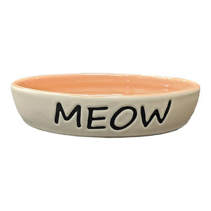 Ethical Pet Meow Oval Cat Dish, Coral