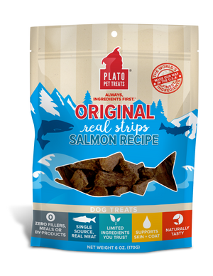 Plato Original Real Strips Salmon Recipe Dog Treat