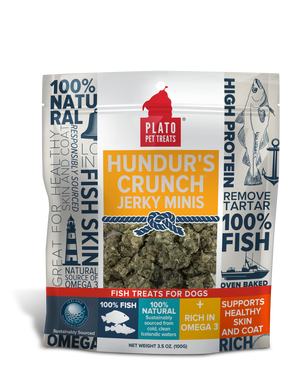Plato Hundur's Crunch Friandises au poisson séché mini pour chiens, 3,5 oz
