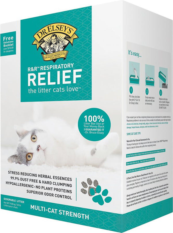 Litière agglomérante en argile Dr Elsey's Precious Cat Respiratory Relief pour chat, boîte de 20 lb
