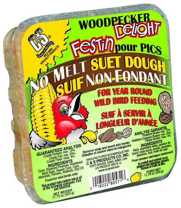 C&S Woodpecker Delight No Melt Suet Dough Wild Bird Food, 11.75-oz