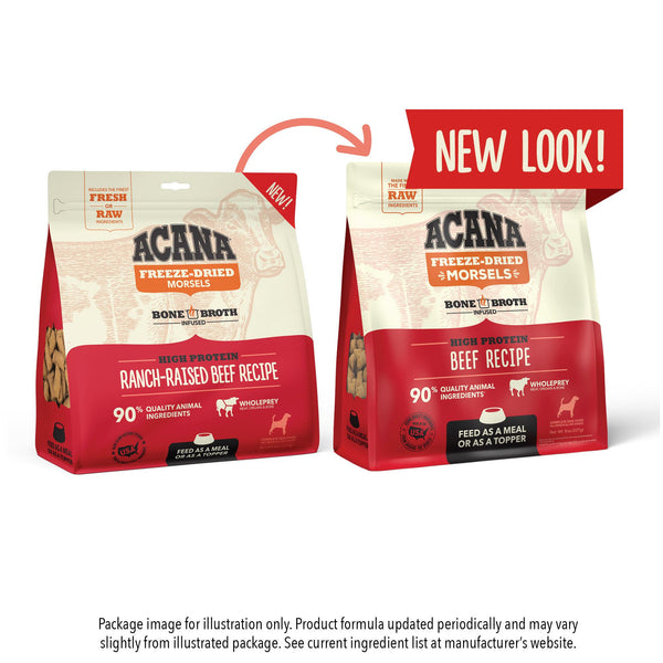 ACANA Ranch-Raised Beef Recipe Morsels Grain-Free Freeze-Dried Dog Food & Topper, 8-oz
