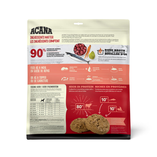 ACANA Ranch-Raised Beef Recipe Patties Grain-Free Freeze-Dried Dog Food & Topper, 14-oz