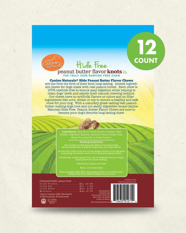 Canine Naturals Hide Free Peanut Butter Mini Knots Dog Treats