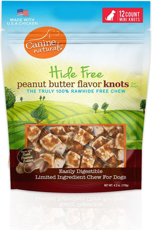 Canine Naturals Hide Free Peanut Butter Mini Knots Dog Treats