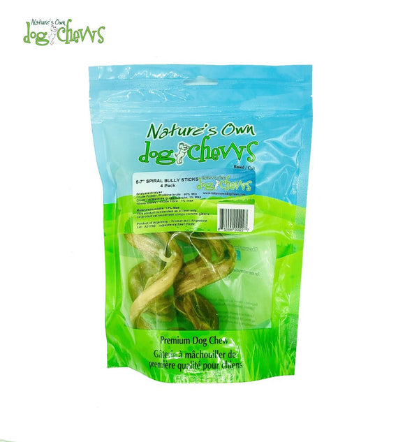Nature's Own Dog Chews Friandises Bâtons Bully Spirale Mix Angus pour chiens