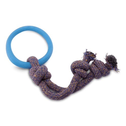 Beco Rubber Hoop on Rope Dog Toy, Blue