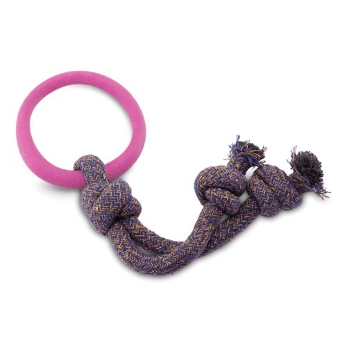 Beco Rubber Hoop on Rope Dog Toy, Pink