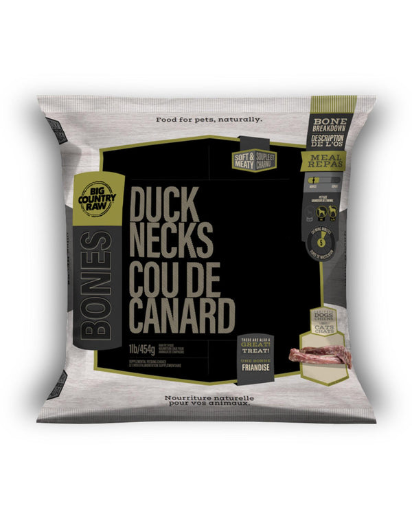 Big Country Raw Skinless Duck Necks Frozen Dog Food