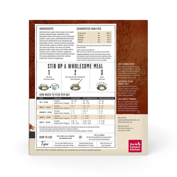 The Honest Kitchen Beef & Salmon Gourmet Grains Dehydrated Dog Food