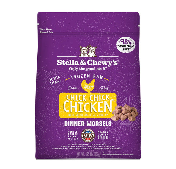 Stella & Chewy's Chick Chick morceaux de dîner au poulet cru congelés pour chats