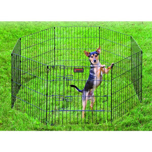 TUFF 8-Panel Exercise Pen with Door for Dogs, Black