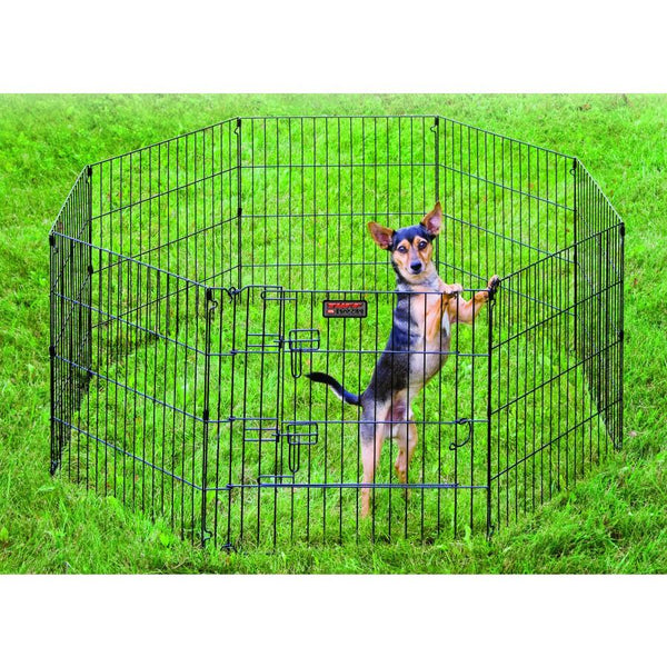 TUFF 8-Panel Exercise Pen with Door for Dogs, Black