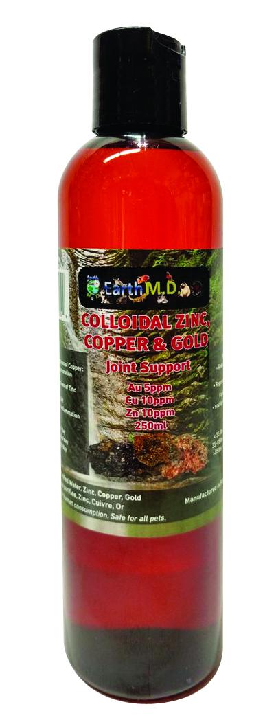 Earth M.D. Cuivre colloïdal, zinc et or pour animaux de compagnie