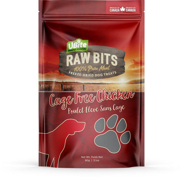 UBite Raw Bits Friandises liofilisées pour chiens au poulet élevé en liberté