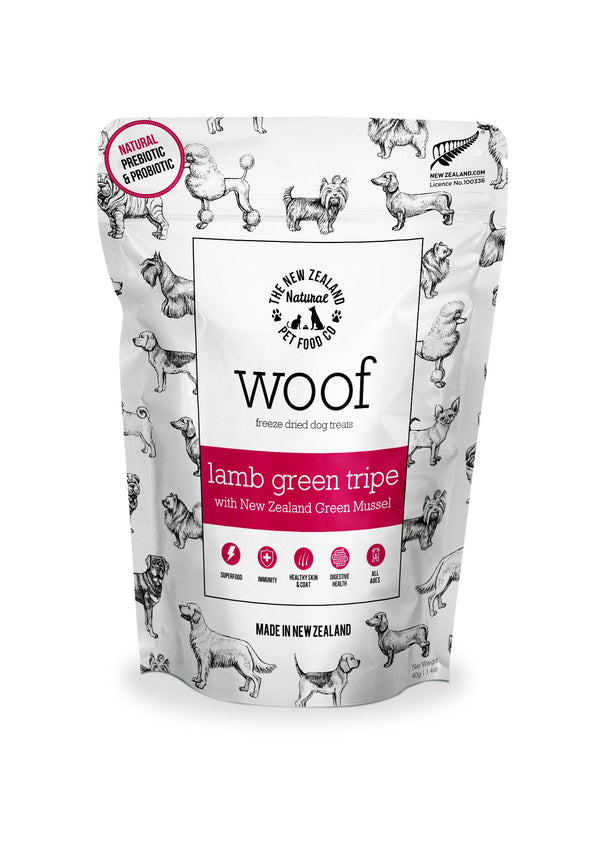New Zealand Natural Pet Food Woof Lamb Green Tripe Freeze-Dried Dog Treats