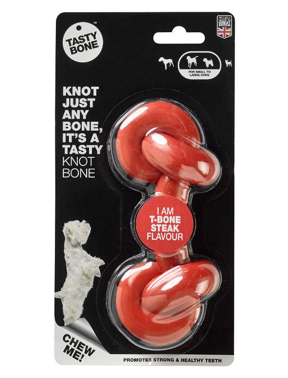 Tasty Bone Jouet Nylon Os noué Côte de bœuf T-Bone pour chiens