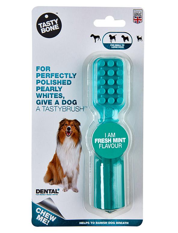 Tasty Bone Brosse dentaire TastyBrush Menthe fraîche pour chiens