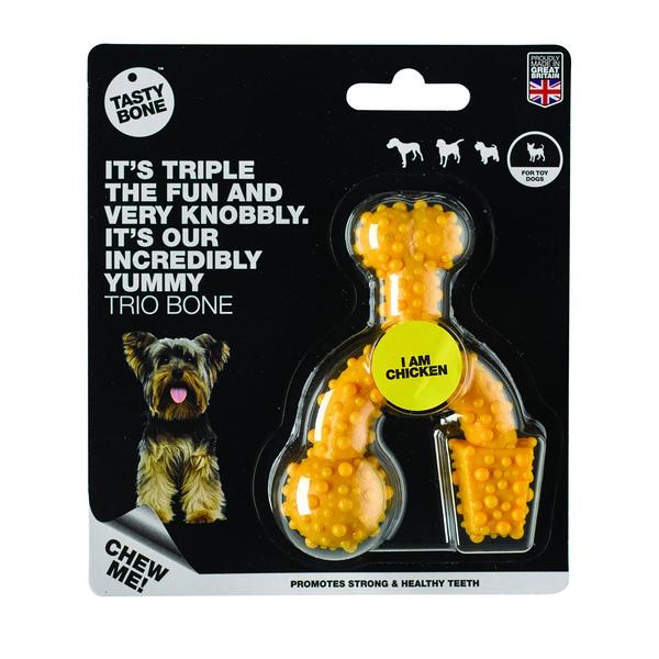 Tasty Bone Nylon Trio Bone Poulet Jouet pour chien