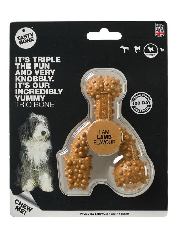 Tasty Bone Nylon Trio Bone Agneau Jouet pour chien