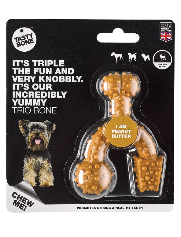 Tasty Bone Nylon Trio Bone Jouet pour chien au beurre d'arachide