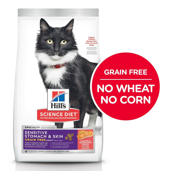 Hill's Science Diet Adult Sensitive Stomach & Skin Grain Free Dry Cat Food, Salmon & Yellow Pea