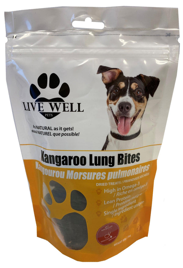 Live Well Pets Friandises pour chiens Poumons de kangourou
