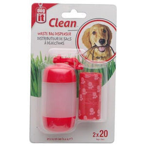 Dogit Distributeur de sacs à déchets avec 2 rouleaux pour chiens, Rouge