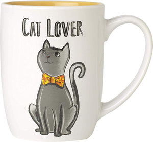 PetRageous Cat Lover Mug, White/Yellow