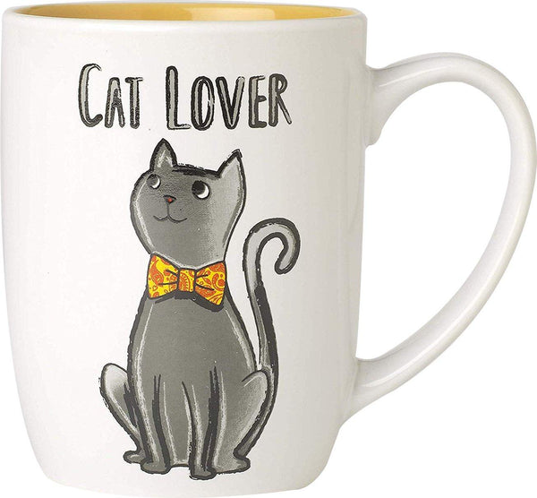 PetRageous Cat Lover Mug, White/Yellow