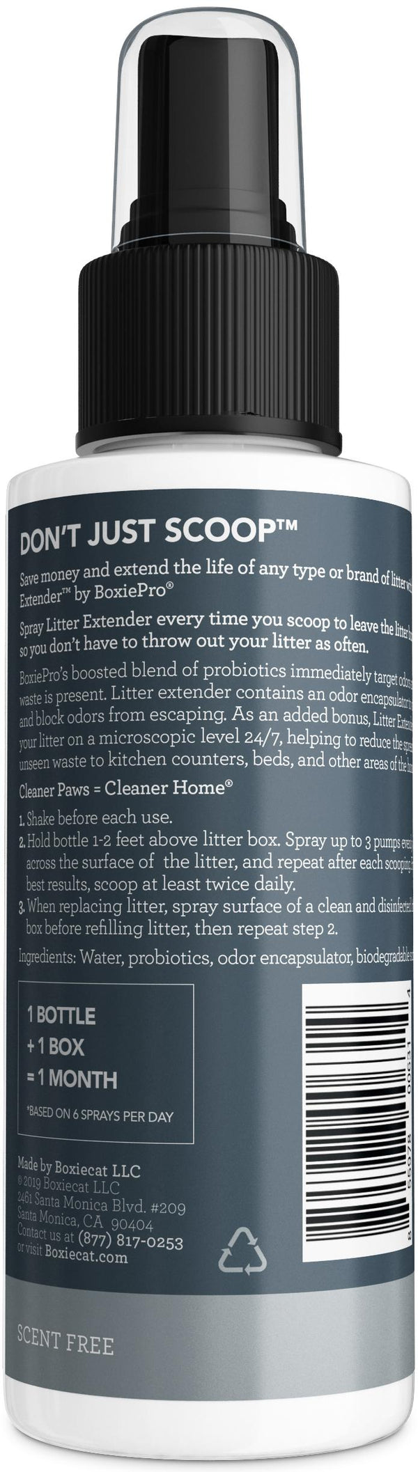 BoxiePro Prolongateur de litière Scoop & Spray pour chats, sans parfum