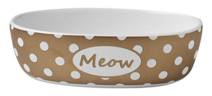 PetRageous Bedazzled Shimmer Meow Pet Bowl, Bronze