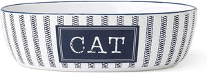 PetRageous Country Blue Cat Bowl, White/Navy