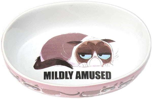 PetRageous Grumpy Cat Mildly Amused Cat Bowl, Pink
